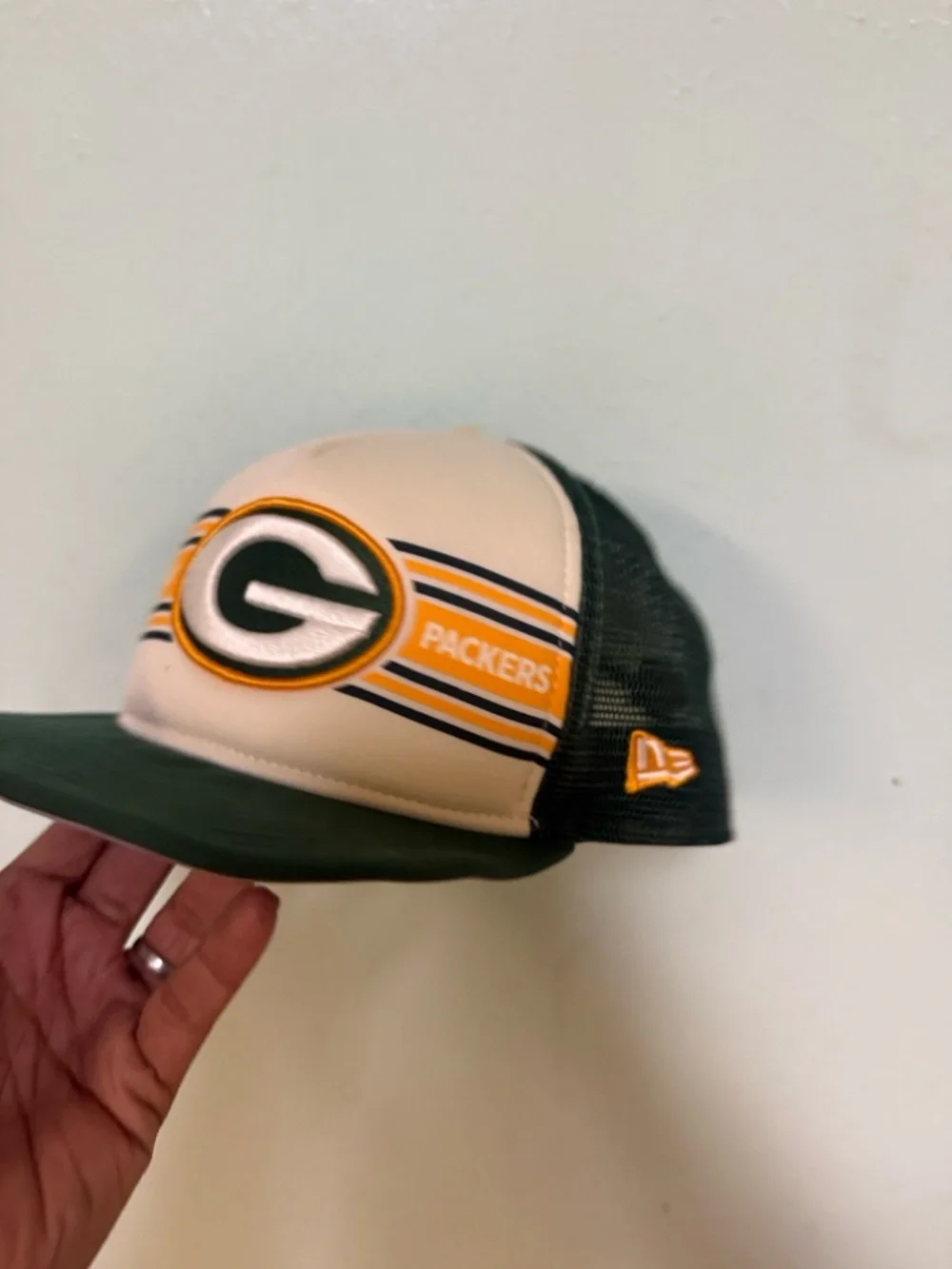 Vintage Green Bay Packers White and Green Trucker Hat